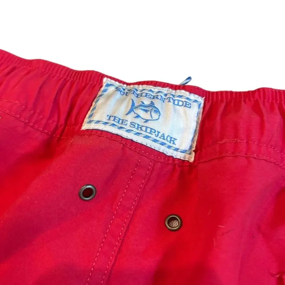 Southern Tide Swim‎ Trunks Mens Large The Skip Jack Lined Red Coral Drawstring
